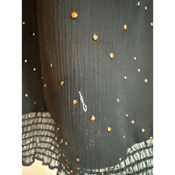 Elle Black Sheer with lining Blouse with Gold Dots and Sheer Bishop Sleeves - Picture 4 of 7